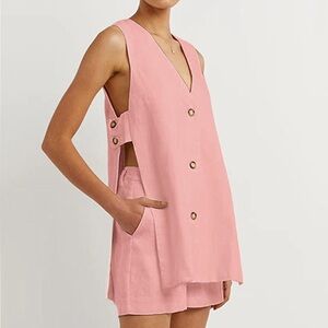 Women's two-piece set: summer pajamas with a V-neck.